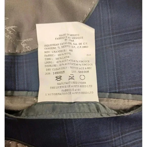 Austin Reed Signature Blue  Wool Blazer Size 46R - Picture 9 of 11